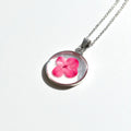 Pink Hibiscus Pressed Floral Necklace - Handcrafted Resin Pendant, Stainless Steel/Silver/Gold Chain - ALETERNE FOREVER JOYFUL
