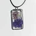 Triple Floral Portrait Necklace - 3 Pressed Flowers in Resin Pendant, Chain or Leather - ALETERNE FOREVER JOYFUL